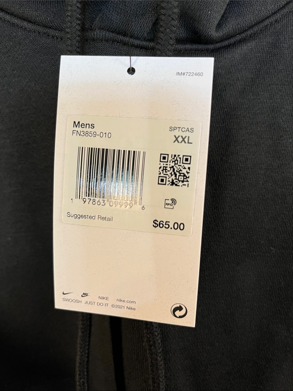 Nike Black Hoodie with White Swoosh Logo - Picture 2 of 4
